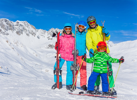 49758241 Winter Fun, Skiing Happy Family Ski Team
