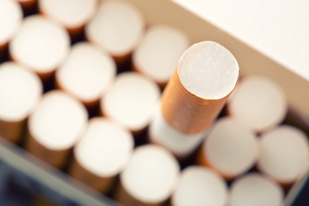 40893564 Close Up Of Pack Full Of Cigarettes With One Cigarette Chosen